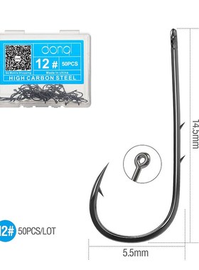 DONQL 50pcs Barbed Fishing Hooks Sea Worm Carp Single Circle