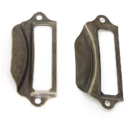 10xAntique Brass Label Pull Frame Handle File Name Card