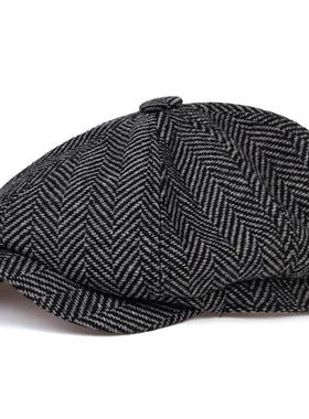 Fashion Wool Newsboy Caps Mens Herringbone Flat Caps Women M