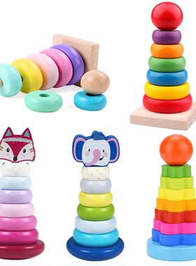 Wooden Building Blocks Montessori Educational Toys Rainbow S