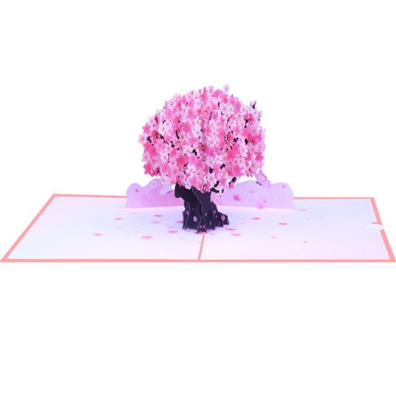 3D Pop Up Card Cherry Blossom Butterfly Blessing Message Gre