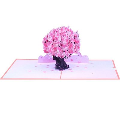 3D Pop Up Card Cherry Blossom Butterfly Blessing Message Gre