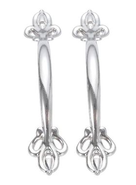 2sets Simple Long Handle Bridge Pull Silver White Strip