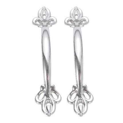 2sets Simple Long Handle Bridge Pull Silver White Strip