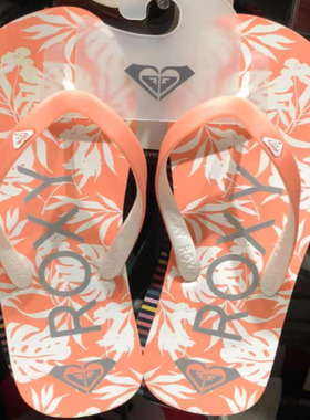 现货2022年新款夏季女童橙色植物花卉休闲时尚百搭人字拖