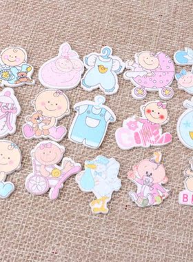 25mm 20pcs Mixed No Holes Pink Blue Cute Baby Painting Woode