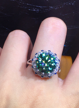 Stunning 3ct Green Moissanite Ring 925 sterling silver Engag