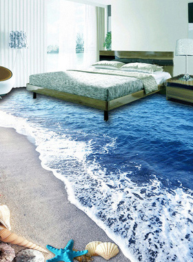 Custom Floor Wallpaper 3D Beach Sand Shells Living Room