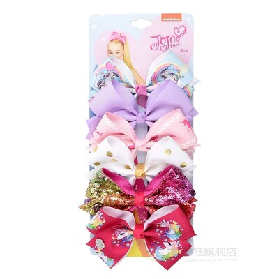 6 Pieces/Set JoJo Bows Jojo Siwa Rainbow Printed Knot Ribbon