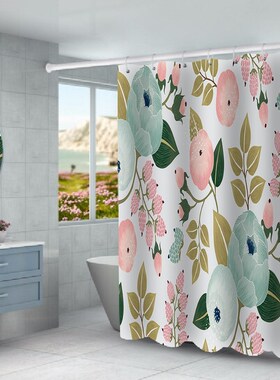Sea Waterproof Shower Curtain Outside Glass Balcony Print Wa