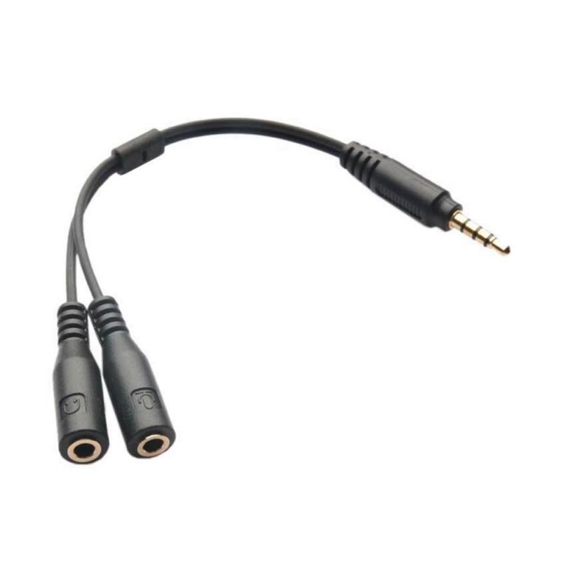 3.5mm Stereo Audio Cable Male To 2 Female Headset Mic TRRS
