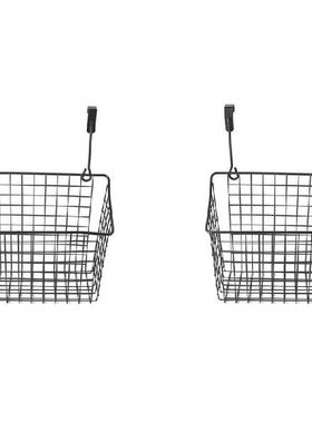 2Pcs Grid Storage Baskets With Hooks, Storage Racks On