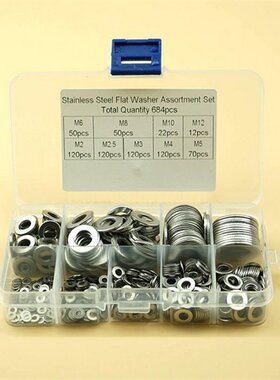 684PCS 304 Stainless Steel Flat Washer Set M2 M2.5 M3 M4 M5