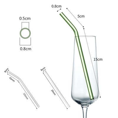 50Pcs Reusable Straw Glass Straws Straight Bent Drinking Str