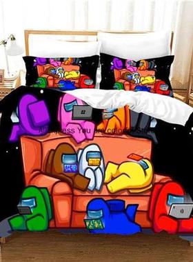 Cartoon A mong Us Game Duvet Cover Set With Pillowcases Bedd