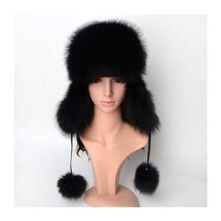 100% Real Fox Fur Hat Womens Russian Ushanka Aviator Tr