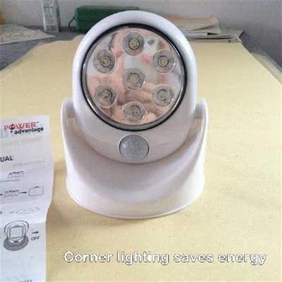 Rotating Night Lamp Bedroom Hallway Patio Motions Sensor
