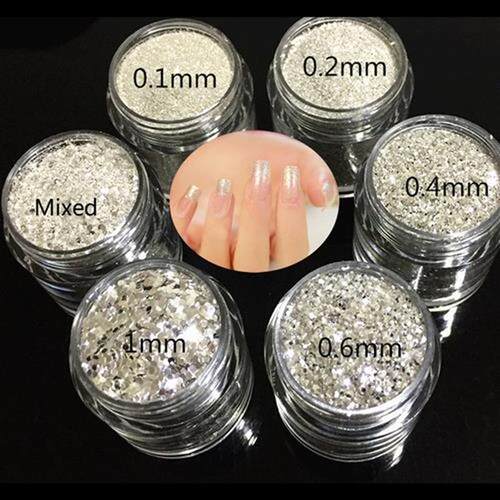 10G/Pot Nail Glitter Powder Pure Silver Finest High-shining