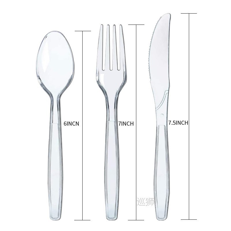 48/96/144pcs Plastic Cutlery Set Crystal Clear Cutlery-set P