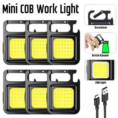 1-20pcs Mini COB LED Flashlight Keychain Light Pocket Work
