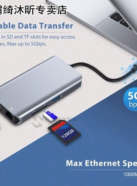 USB C Hub,Type C Adapter,10-In-1 Dongle with Ethernet,4K HDM