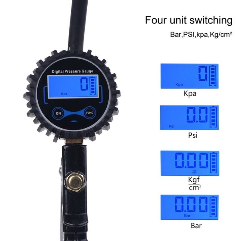 Digital Tire Inflator with Pressure Gauge, 200 PSI / BAR / K