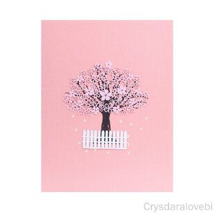 Pink Romantic Cherry Blossom 3D Three-Dimensional Greeting