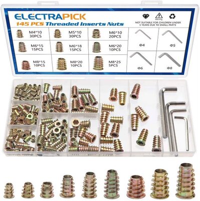 Electrapick 145pcs Zinc Alloy Hex Socket Drive Insert Nuts T