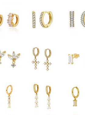 CANNER Earrings For Women White Zircon Cross Earring Simple