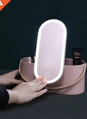 Makeup Organizer Box with LED Light Mirror Portable Travel M
