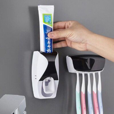 Toothbrush Holder Automatic Toothpaste Dispenser Set Dustpro