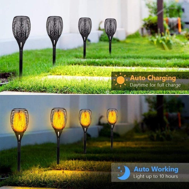 Outdoor Led Solar Lights Flickering Dancing Flame Torch Sola