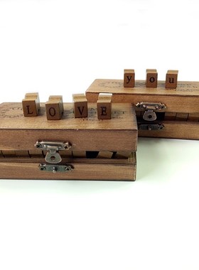 30pcs/set Vintage Wooden Craft Box Alphabet Letter Stamp Rom