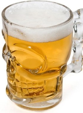 Clear Heavy Base Glass Skull Face Drinking Mug cup with Glas