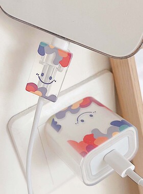 Rainbow smiley cute cartoon USB Data Cable Protector ins