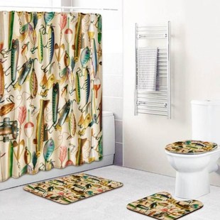 3Pcs Bathroom Accessaries Set Waterproof Shower Curtain Toil
