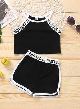 2-6Y Girl Clothes Set Summer outfit Letter Sleeveless Tank T