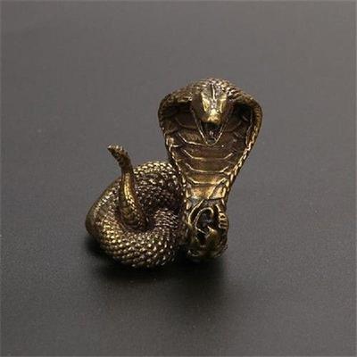 Antique Bronze Cobra Statue Ornament Zodiac Snake Miniature