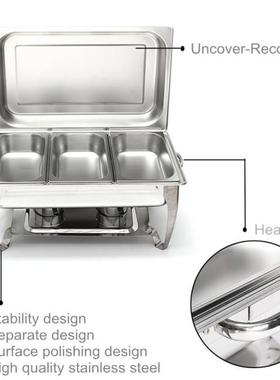 9L Foldable Stainless Steel Square Buffet Stove Dish Set Con