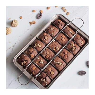 1pc Carbon Steel Square Lattice Brownie Baking Pan 31*20*4.9
