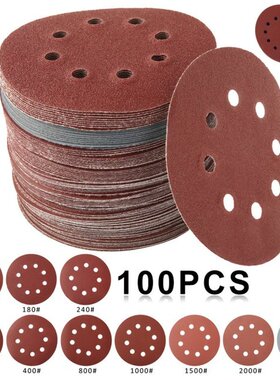 Round Sandpaper 8 Holes Disk Sand Sheets Grit 80-3000 Hook a