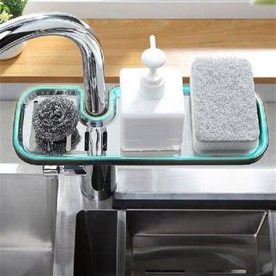Stainless Steel Faucet Sink Organizer Holds Sponge