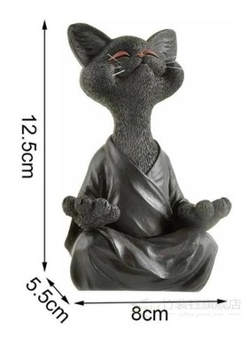 Whimsical Black Buddha Cat Figurine Meditation Yoga Collecti