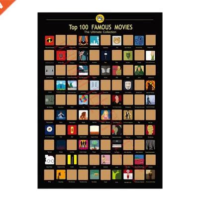 1*Scratch Poster Plastic Scraper 100 Movies Scratch Off Cart