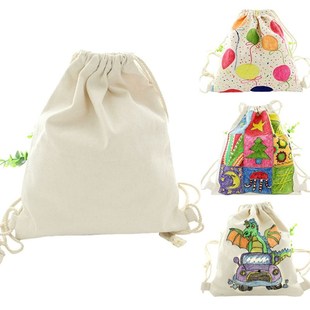 Blank DIY Hand Painting Drawstring Backpack Canvas Backpack