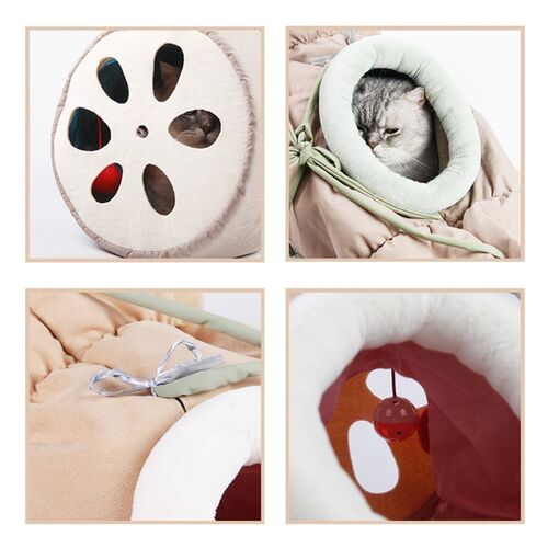 Cats Tunnel Bed Lotus Root Shaped Soft Com适用于table Plush