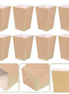 50 Pcs Cake Tray Popcorn Boxes Kraft Paper Popcorn Holder