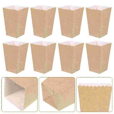 50 Pcs Cake Tray Popcorn Boxes Kraft Paper Popcorn Holder