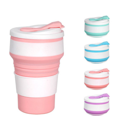 350ML Silicone PP Folding Cup Collapsible Mug With Cover Cof