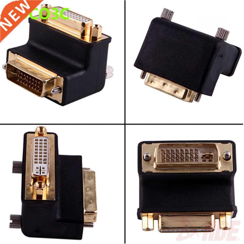 24 5 Pin DVI Male to Female 90 degree Port Cable adapter Mon